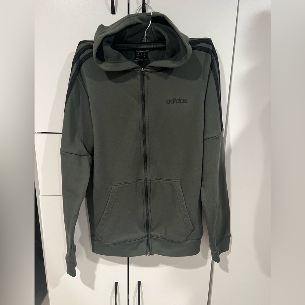 Adidas zip up khaki hoodie .‎ Size S